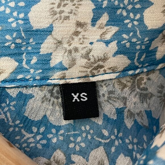 The Kooples XS Floral Silk Semi Sheer Button Up Shirt Long Sleeve Blouse - Picture 5 of 11
